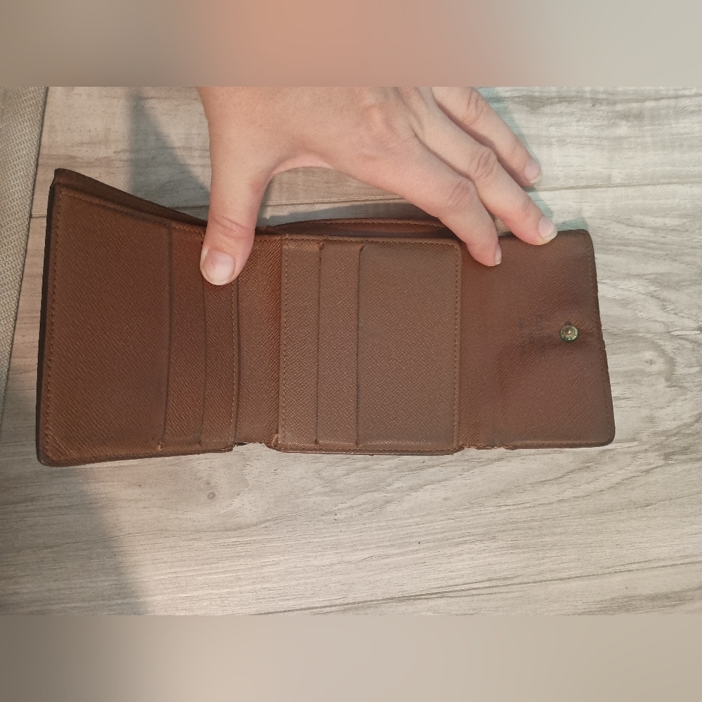 Vintage Louis Vuitton Wallet Card Holder Brown leather Made in France Authentic - Picture 10 of 14